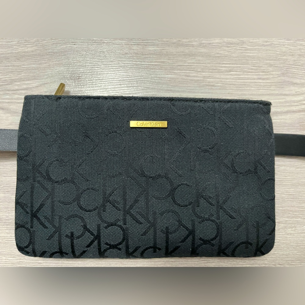 Calvin Klein Black Logo Wristlet Clutch